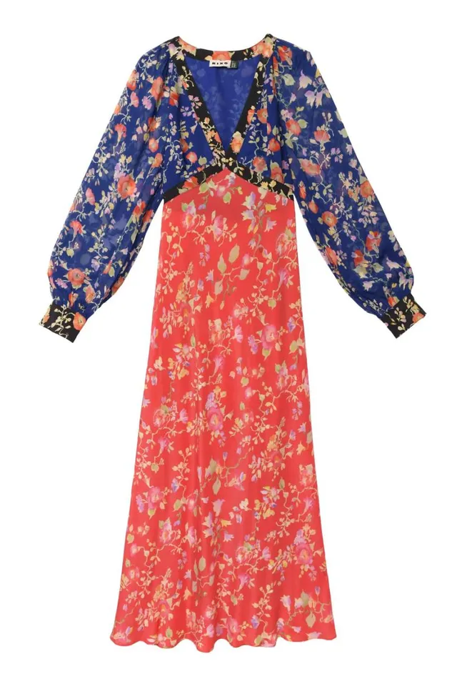 Women RIXO All Clothing Ayla Midi Dress Waterblossom Multi Mix