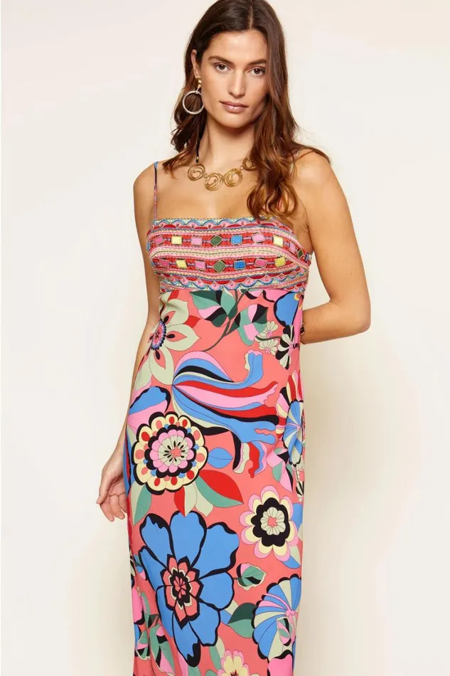 Women RIXO All Clothing Brandon Midi Dress Miami Floral Tangerine