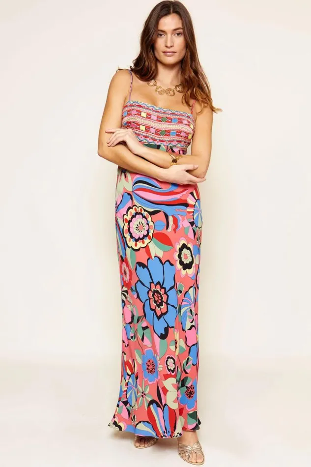 Women RIXO All Clothing Brandon Midi Dress Miami Floral Tangerine