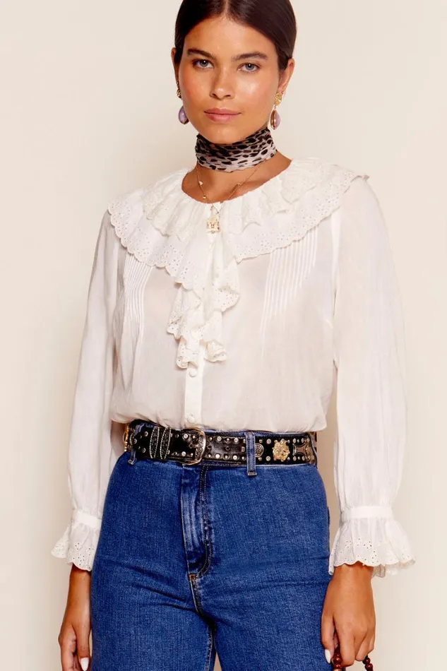 Women RIXO All Clothing Cicelia Cotton Blouse Ivory