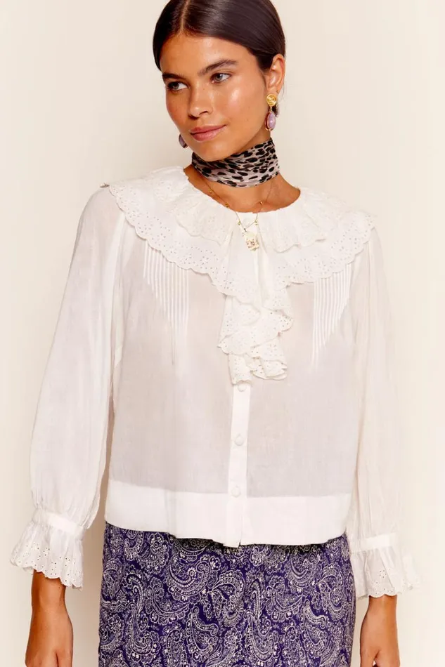 Women RIXO All Clothing Cicelia Cotton Blouse Ivory
