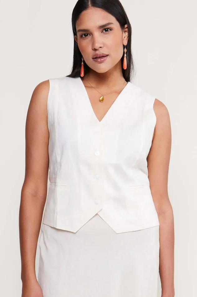 Women RIXO All Clothing Norah Waistcoat Cream