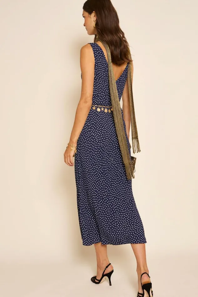 Women RIXO All Clothing Sandrine Midi Dress Mini Navy Polka Dot