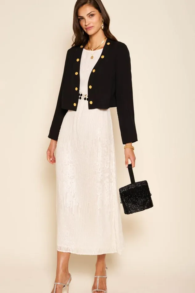 Women RIXO Dresses Coco Sequinned Midi Dress Ivory Sequin