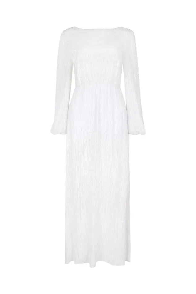 Women RIXO Dresses Coco Sequinned Midi Dress Ivory Sequin