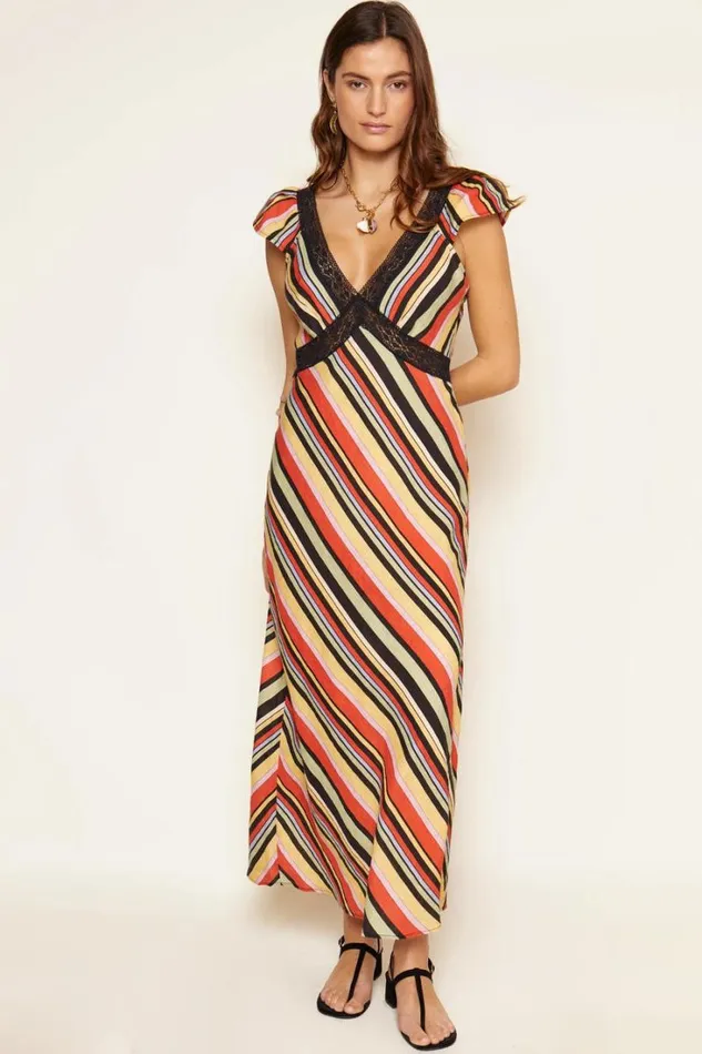 Women RIXO Last Chance Iggy Midi Dress Sorento Stripe Multi