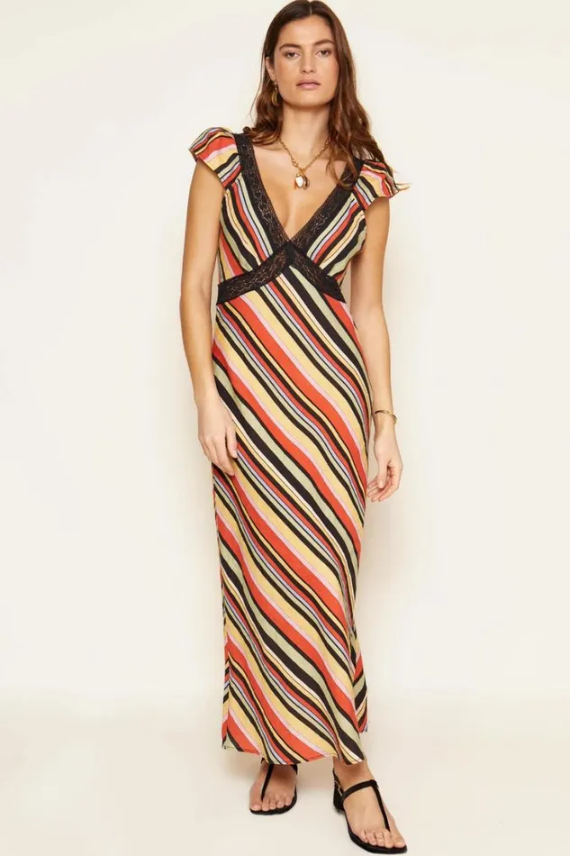 Women RIXO Last Chance Iggy Midi Dress Sorento Stripe Multi