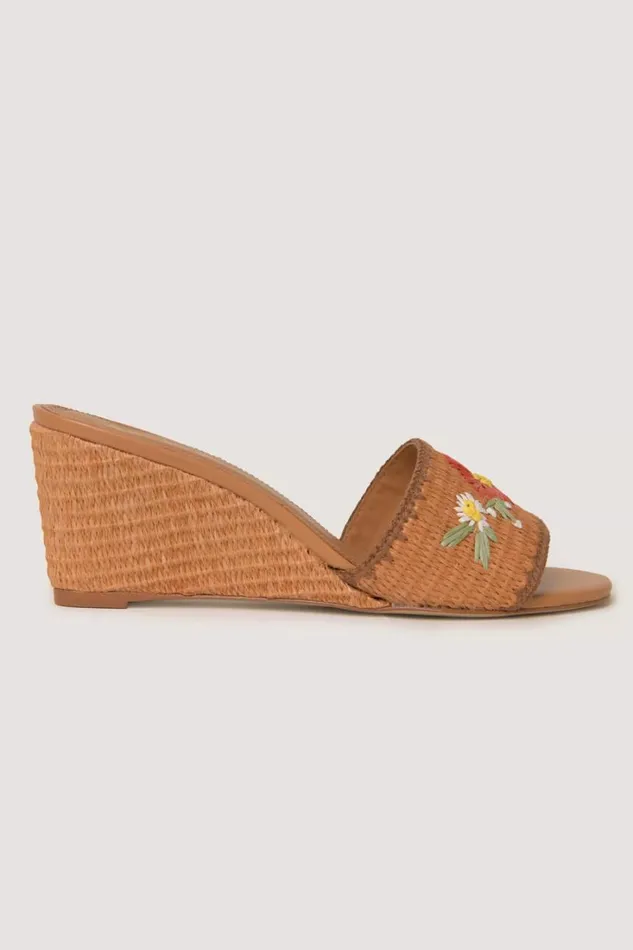 Women RIXO Shoes Vardi Raffia Wedges Cinnamon