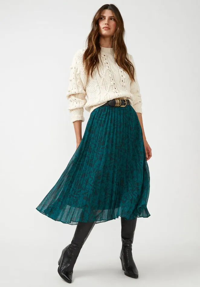 Women Roux Pleated Fall Floral Green Women039s Skirt Fallfloral Grn Buffalo David Bitton Dresses and Jumpsuits
