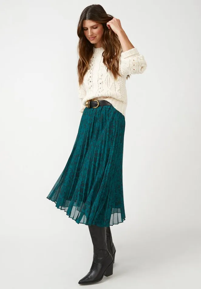 Women Roux Pleated Fall Floral Green Women039s Skirt Fallfloral Grn Buffalo David Bitton Dresses and Jumpsuits