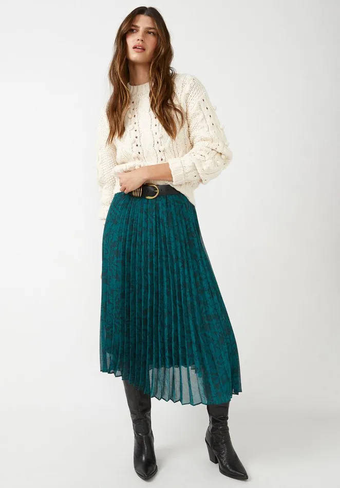 Women Roux Pleated Fall Floral Green Women039s Skirt Fallfloral Grn Buffalo David Bitton Dresses and Jumpsuits