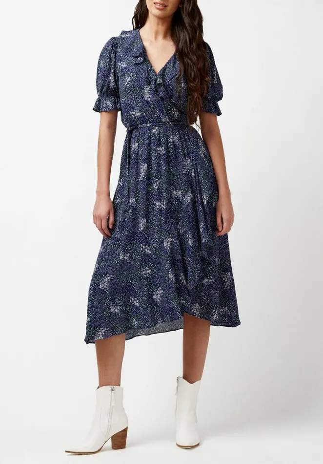 Women Ruffled Wrap Tempest Dress Navalacadfloral Buffalo David Bitton Dresses and Jumpsuits Women Ruffled Wrap Tempest Dress Navalacadfloral Buffalo David Bitton Dresses and Jumpsuits