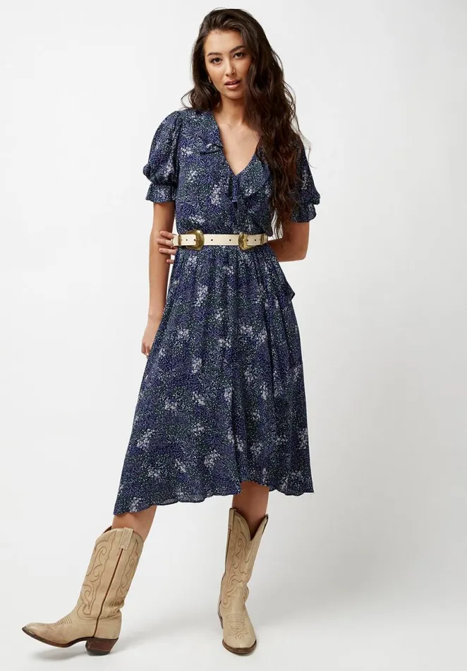 Women Ruffled Wrap Tempest Dress Navalacadfloral Buffalo David Bitton Dresses and Jumpsuits