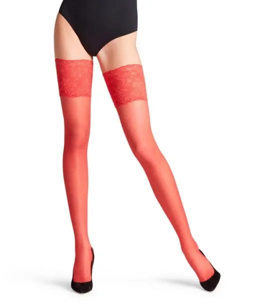Women Seidenglatt 15 DEN Women Stay Ups Red FALKE Thigh Highs
