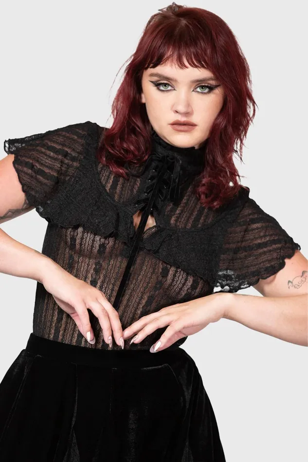 Women Shirts and Blouses Killstar Atala039s Night Lace Top