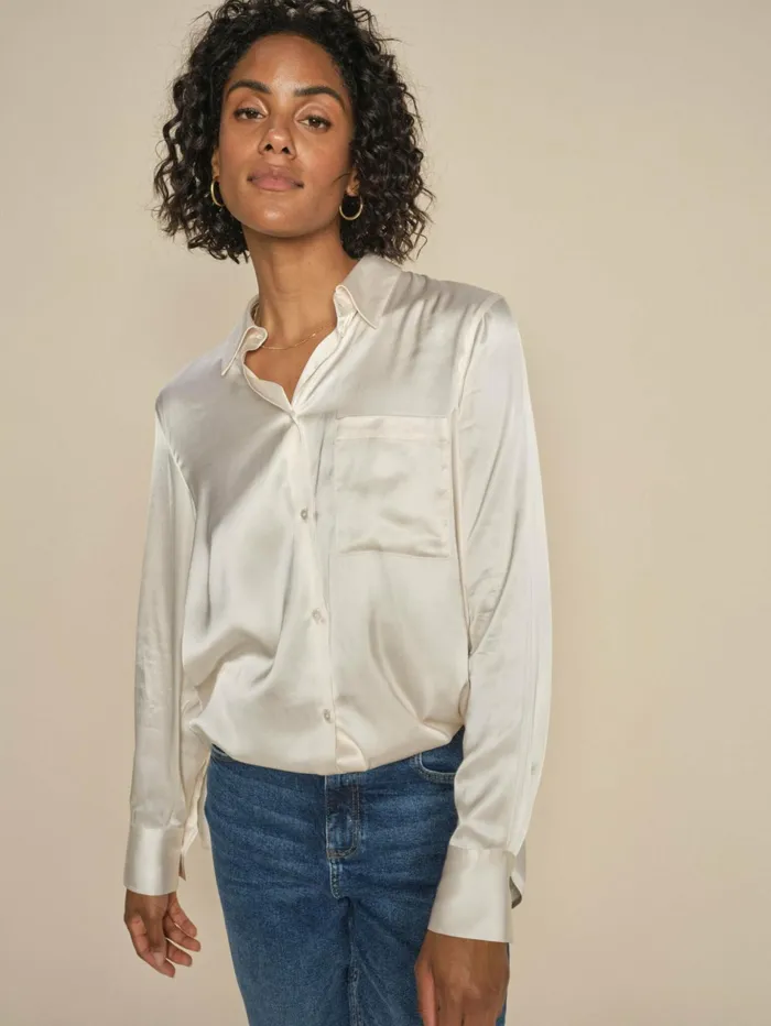 Women Shirts MOS MOSH MMLinda Satin Shirt Ecru