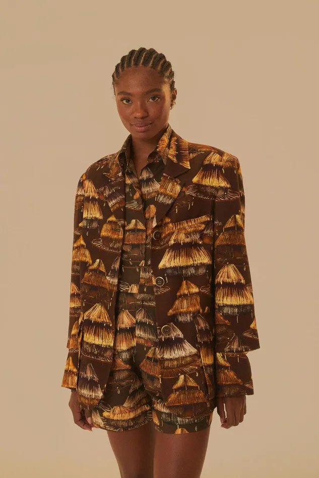 Women Shuhu Brown Cut Out Blazer Shuhu Brown FARM Rio Blazers
