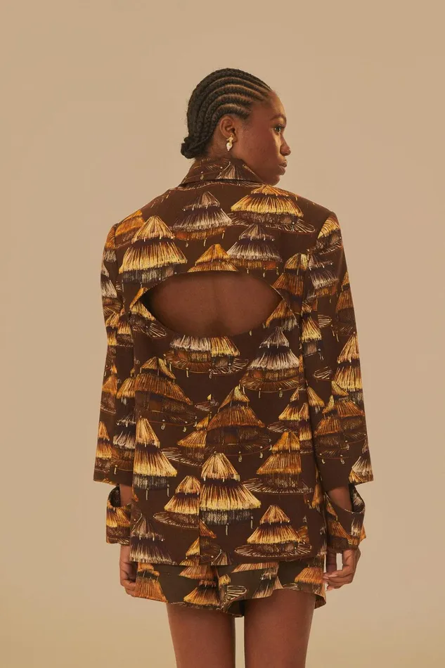 Women Shuhu Brown Cut Out Blazer Shuhu Brown FARM Rio Blazers