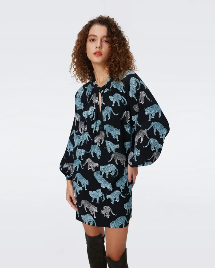 Women Silka Dress Cool Cat Stone Blue DVF Dresses