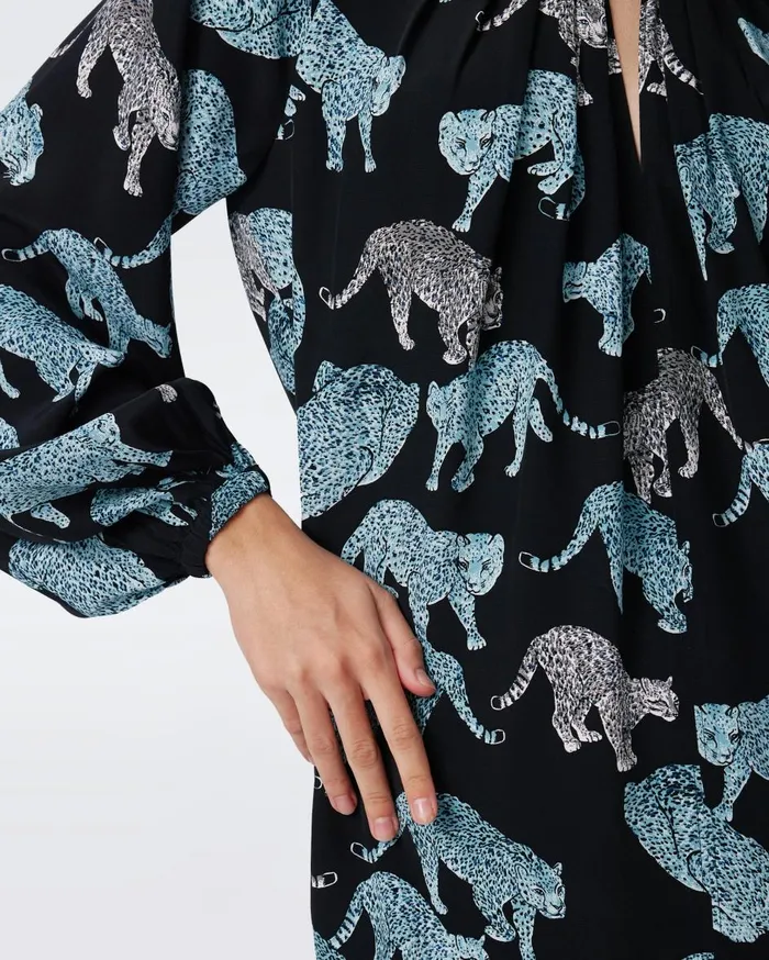 Women Silka Dress Cool Cat Stone Blue DVF Dresses