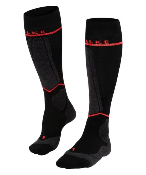 Women SK Compression Wool Women Skiing Kneehigh Socks Black FALKE Ski Socks