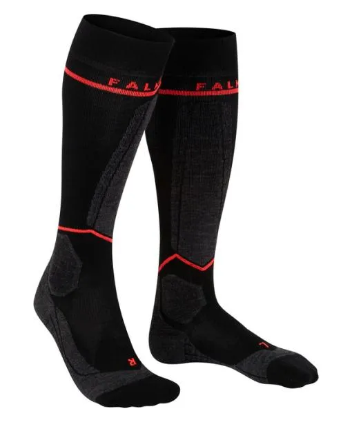 Women SK Compression Wool Women Skiing Kneehigh Socks Black FALKE Ski Socks
