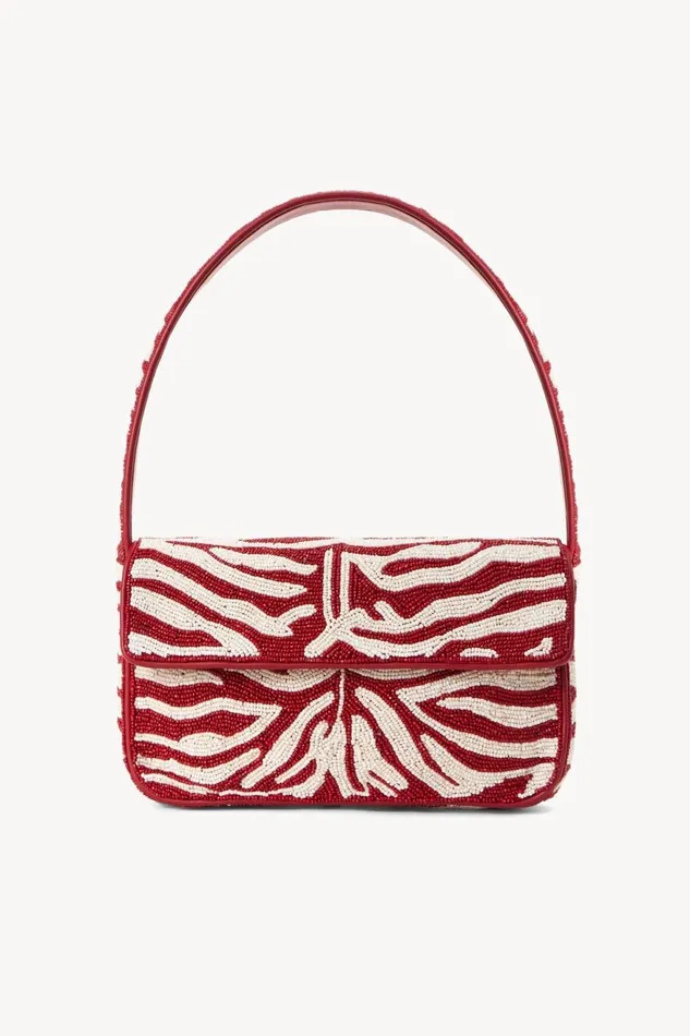 Women STAUD Beaded TOMMY BEADED BAG SCARLET WHITE
