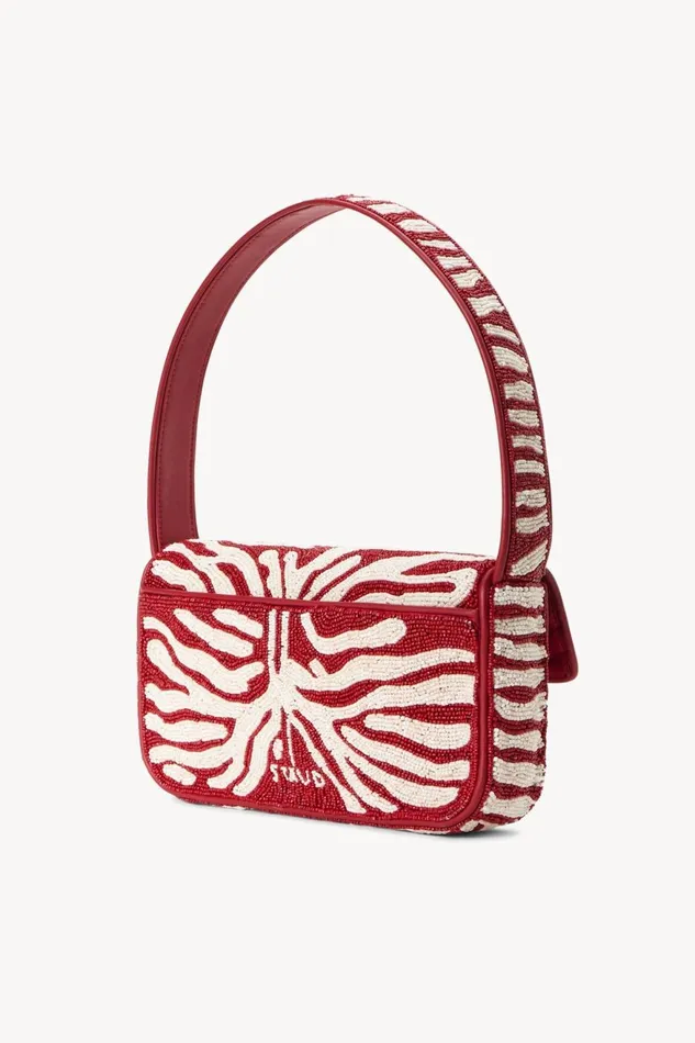 Women STAUD Beaded TOMMY BEADED BAG SCARLET WHITE Women STAUD Beaded TOMMY BEADED BAG SCARLET WHITE
