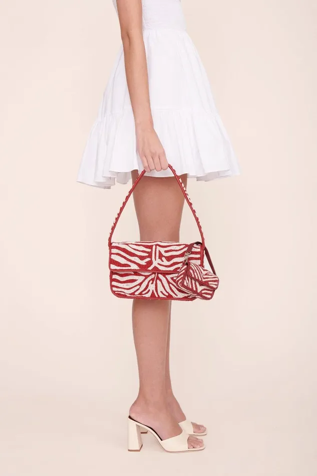 Women STAUD Beaded TOMMY BEADED BAG SCARLET WHITE Women STAUD Beaded TOMMY BEADED BAG SCARLET WHITE