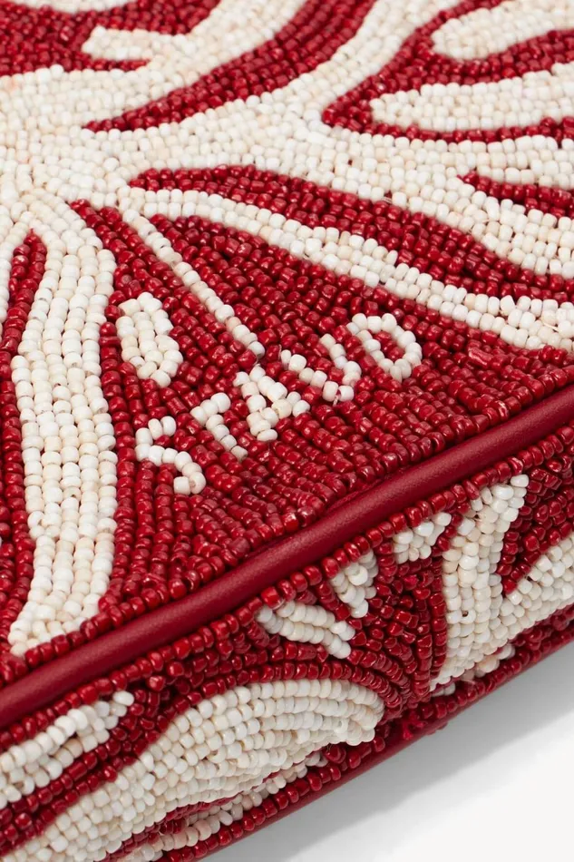 Women STAUD Beaded TOMMY BEADED BAG SCARLET WHITE Women STAUD Beaded TOMMY BEADED BAG SCARLET WHITE