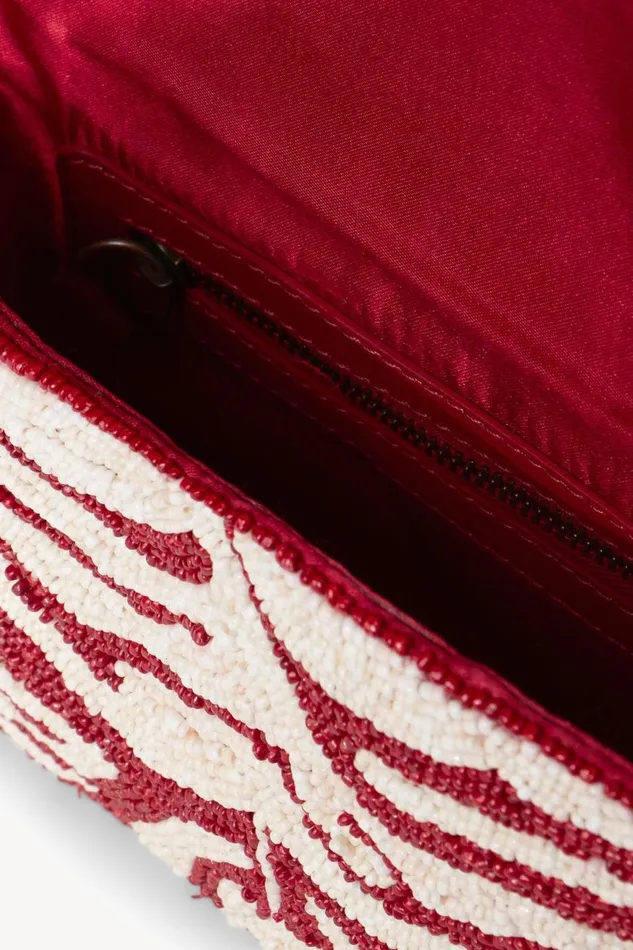 Women STAUD Beaded TOMMY BEADED BAG SCARLET WHITE Women STAUD Beaded TOMMY BEADED BAG SCARLET WHITE