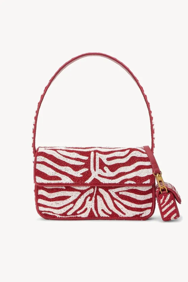Women STAUD Beaded TOMMY BEADED BAG SCARLET WHITE Women STAUD Beaded TOMMY BEADED BAG SCARLET WHITE