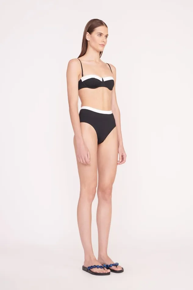 Women STAUD Bikinis DEVON HIGH RISE BIKINI BOTTOM BLACK WHITE Women STAUD Bikinis DEVON HIGH RISE BIKINI BOTTOM BLACK WHITE
