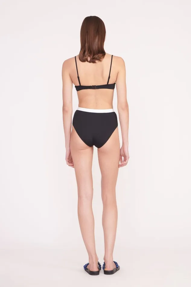 Women STAUD Bikinis DEVON HIGH RISE BIKINI BOTTOM BLACK WHITE Women STAUD Bikinis DEVON HIGH RISE BIKINI BOTTOM BLACK WHITE