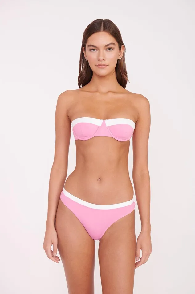 Women STAUD Bikinis GEMMA BIKINI BOTTOM CORAL PINK WHITE
