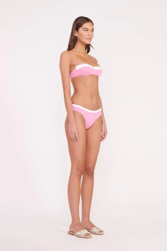 Women STAUD Bikinis GEMMA BIKINI BOTTOM CORAL PINK WHITE