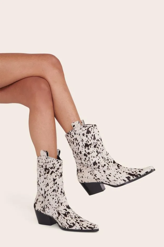 Women STAUD Boots JUNE BOOT BLACK WHITE HAIRCALF