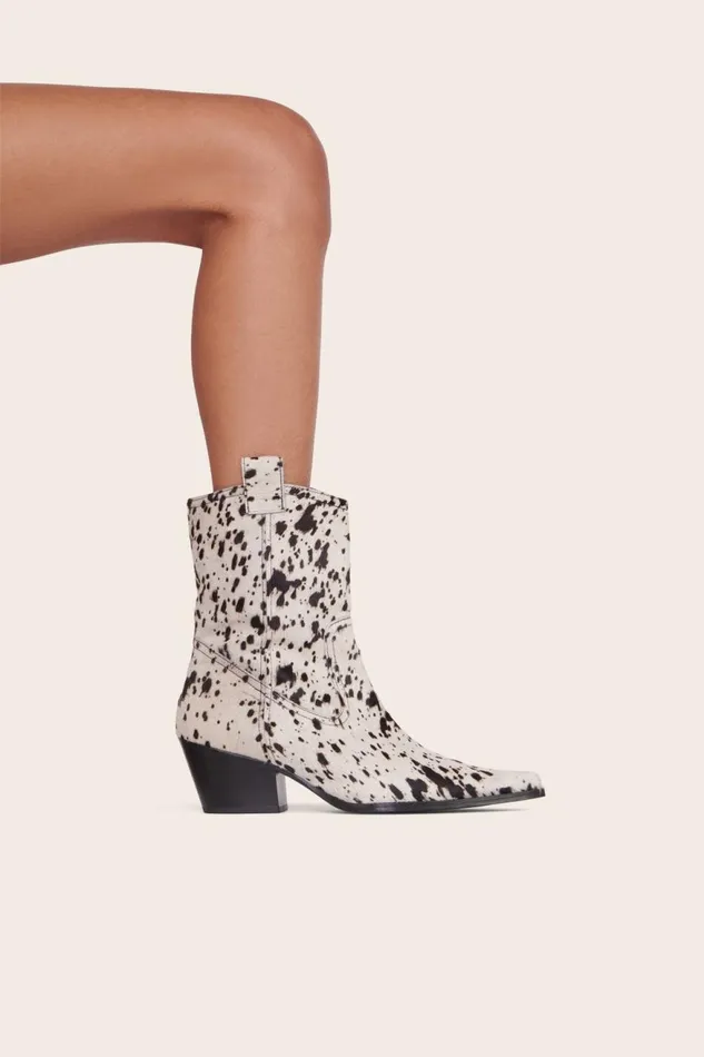 Women STAUD Boots JUNE BOOT BLACK WHITE HAIRCALF