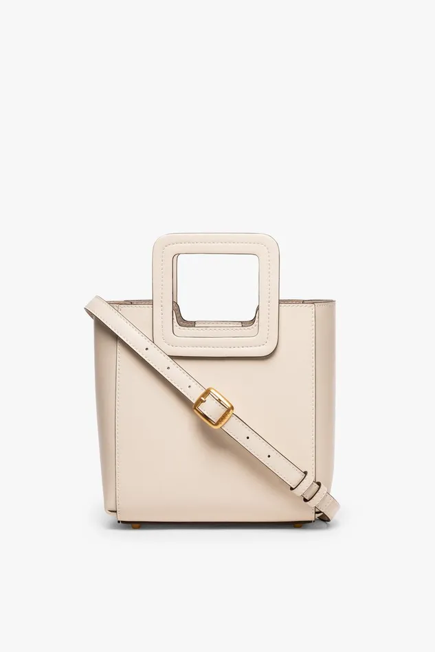 Women STAUD Crossbody MINI SHIRLEY LEATHER BAG CREAM
