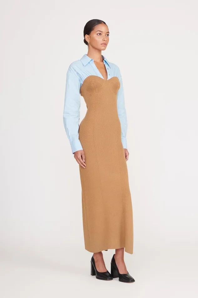 Women STAUD Dresses HAZEL DRESS CAMEL FRENCH BLUE Women STAUD Dresses HAZEL DRESS CAMEL FRENCH BLUE