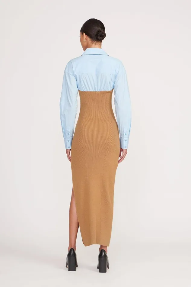 Women STAUD Dresses HAZEL DRESS CAMEL FRENCH BLUE Women STAUD Dresses HAZEL DRESS CAMEL FRENCH BLUE