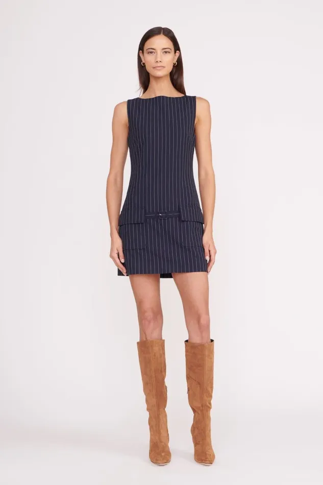 Women STAUD Dresses SHEILA DRESS NAVY PINSTRIPE