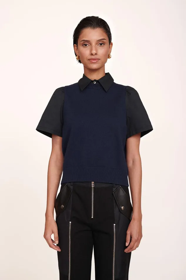 Women STAUD Knits ARYA TOP NAVY BLACK