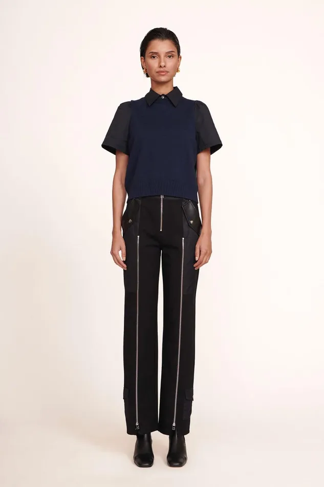 Women STAUD Knits ARYA TOP NAVY BLACK