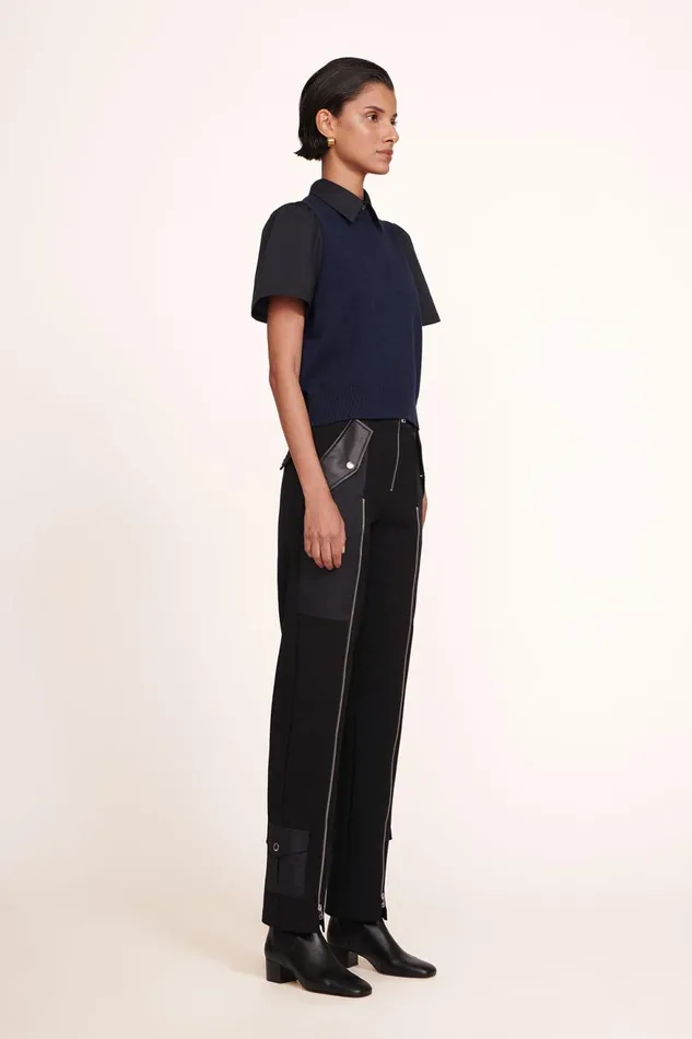 Women STAUD Knits ARYA TOP NAVY BLACK