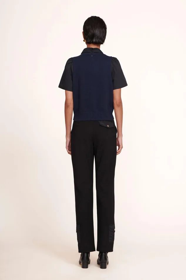 Women STAUD Knits ARYA TOP NAVY BLACK