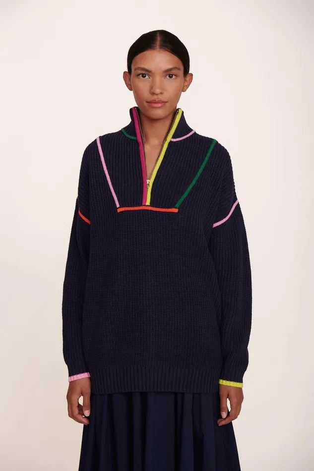 Women STAUD Knits HAMPTON SWEATER NAVY MULTI