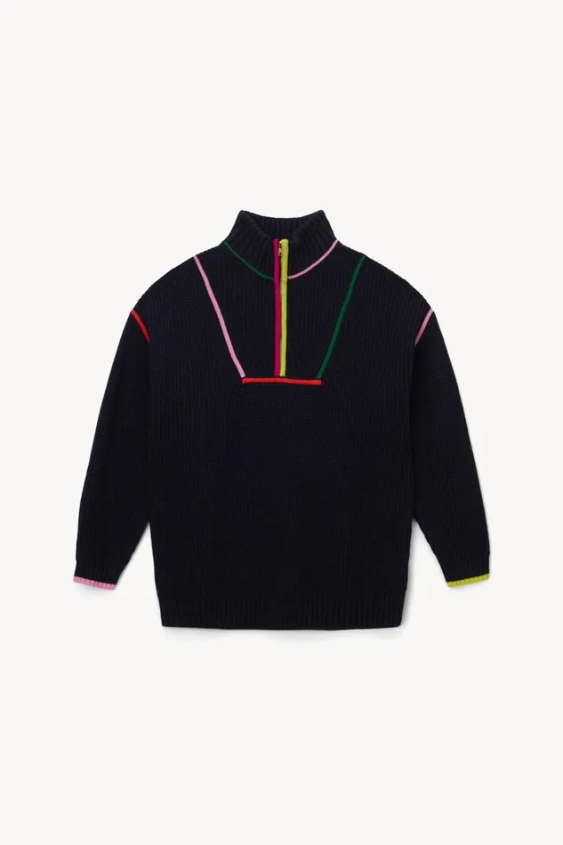 Women STAUD Knits HAMPTON SWEATER NAVY MULTI