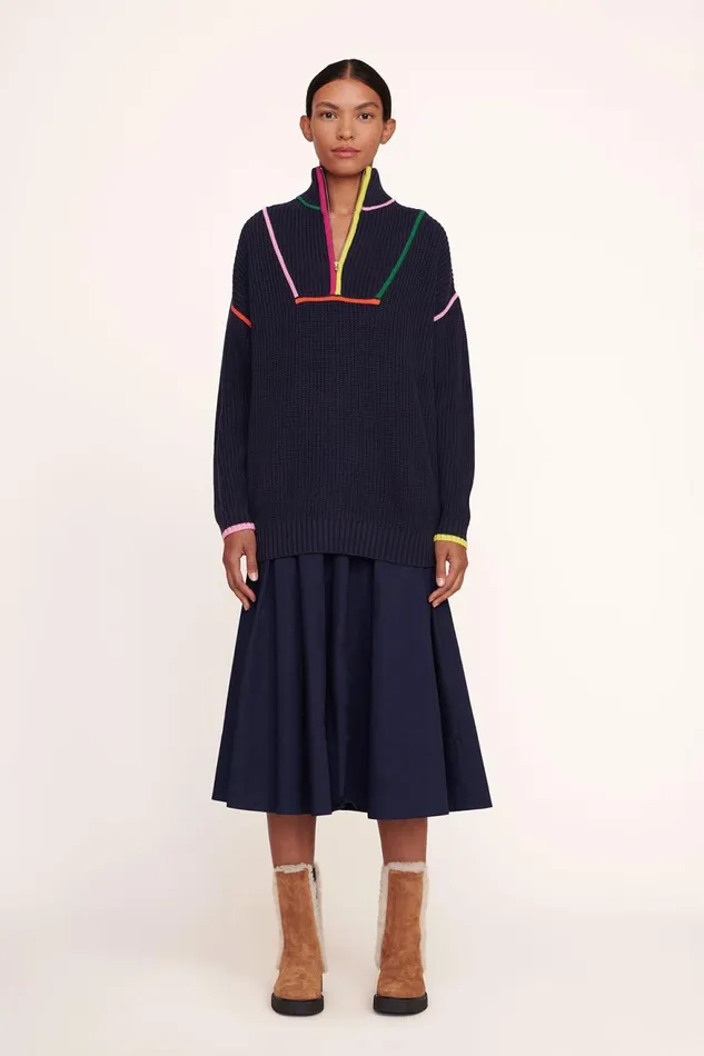 Women STAUD Knits HAMPTON SWEATER NAVY MULTI