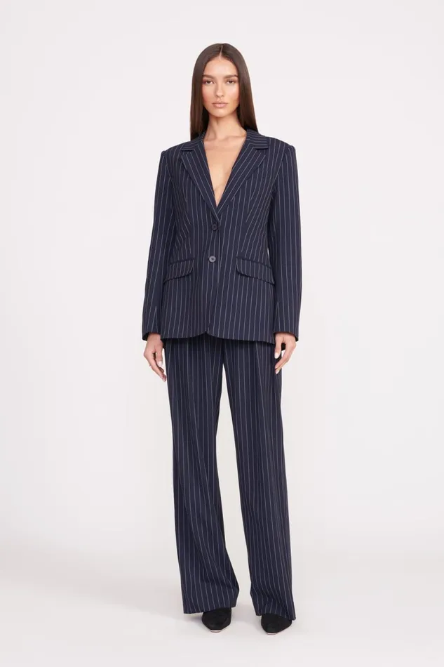 Women STAUD Pants and Shorts LUISA PANT NAVY PINSTRIPE